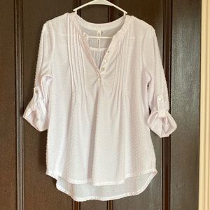 WHITE BLOUSE SWISS DOT 3/4 SLEEVE by NY Collection Size M